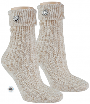 Trachtensocken mit Edelweiß Pin-Natur